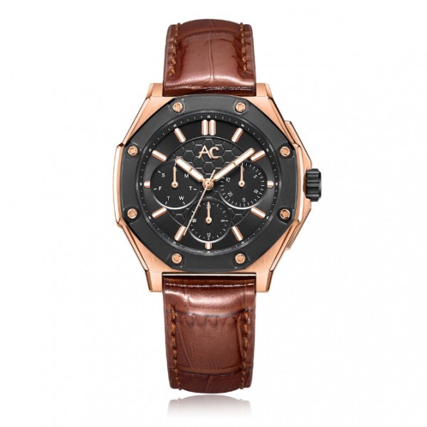 Alexandre Christie AC 9601 Rosegold Brown Leather BFLBRBA